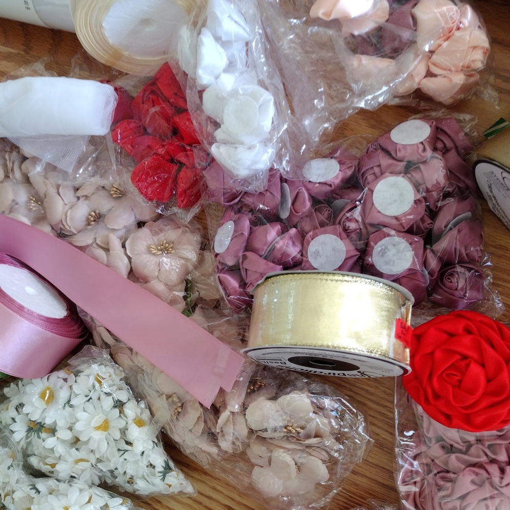Assorted Craft Satin Ribbon and Flower Decor Set - Picture 7 of 7